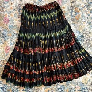 Patola Long Full Tiered Skirt w Ikat Print